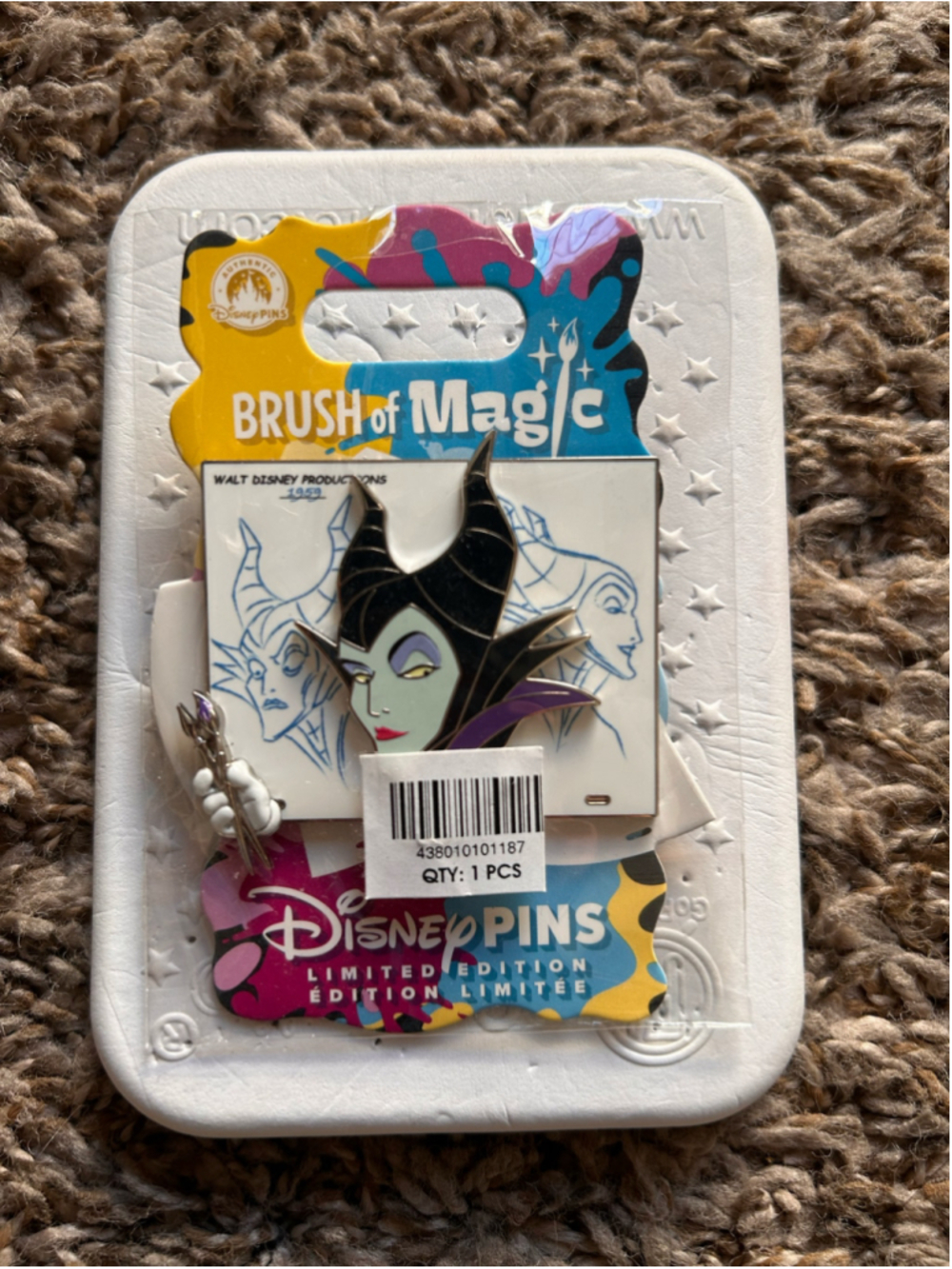 Disney Maleficent Brush of Magic Limited Edition Pin One Size Black Purple